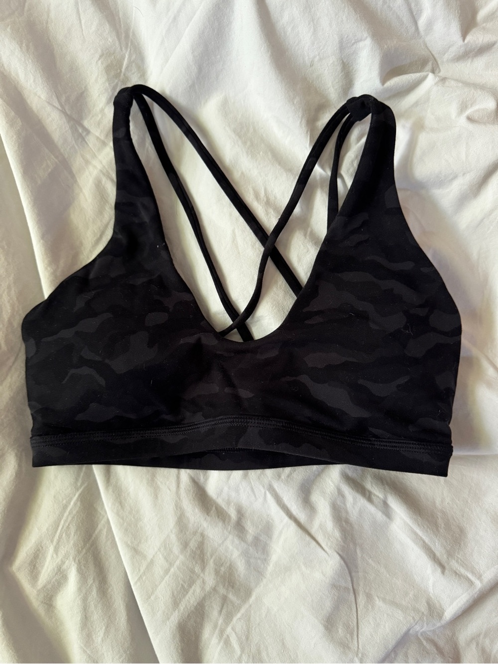 lululemon athletica Black Camo Strappy Sports Bra